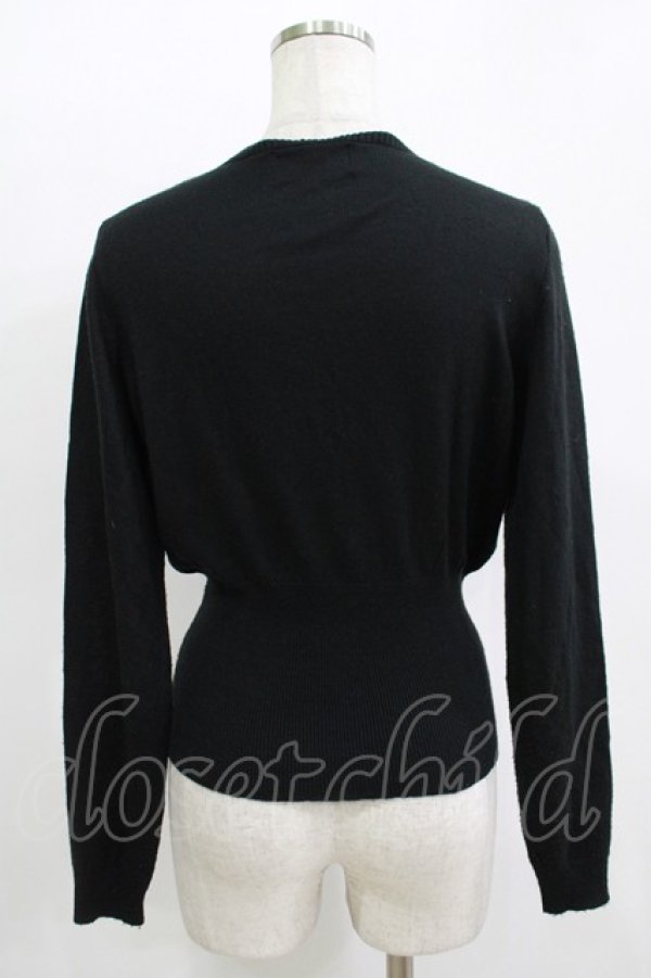 画像3: h.naoto Blood / ロゴ刺繍ニットカーディガン  ブラック H-25-11-09-1048-HN-TO-KB-ZH (3)