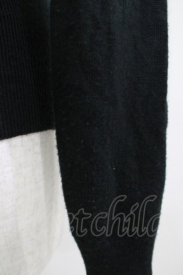 画像4: h.naoto Blood / ロゴ刺繍ニットカーディガン  ブラック H-25-11-09-1048-HN-TO-KB-ZH (4)