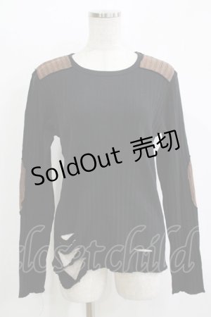 画像: BPN FOR MEN / 配色ダメージパッチトップス  黒×茶 H-25-11-09-1049-GO-TO-KB-ZH
