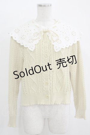 画像: Jane Marple / カットワークカラー付ニットカーディガン  イエロー H-25-11-09-1052-JM-TO-KB-ZH