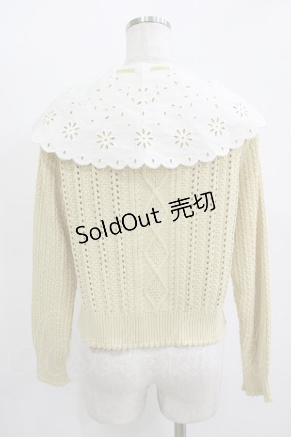 画像3: Jane Marple / カットワークカラー付ニットカーディガン  イエロー H-25-11-09-1052-JM-TO-KB-ZH (3)