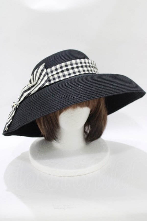 画像1: MILK / summerブリムHAT  ブラック×ブラックギンガム H-25-11-09-1068-ML-AC-KB-ZT-K007 (1)