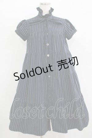 画像: MILK / ストライプティアードワンピース  ネイビー H-25-11-09-1006-ML-OP-KB-ZH
