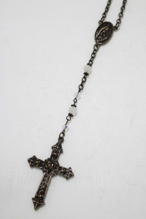画像: Moi-meme-Moitie / ローズ十字架ロザリオネックレス  ホワイト H-25-11-09-1073-MO-AC-KB-ZH