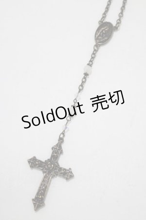 画像: Moi-meme-Moitie / ローズ十字架ロザリオネックレス  ホワイト H-25-11-09-1073-MO-AC-KB-ZH