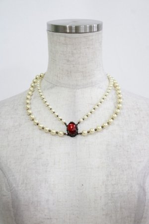 画像: Moi-meme-Moitie / ローズカボションパールチョーカー  ルビーローズ H-25-11-09-1074-MO-AC-KB-ZH