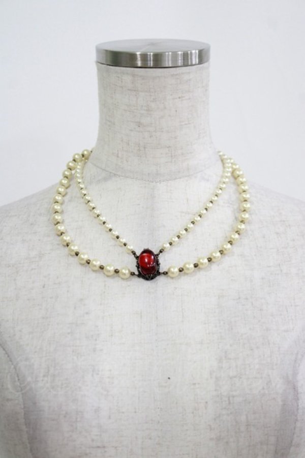 画像1: Moi-meme-Moitie / ローズカボションパールチョーカー  ルビーローズ H-25-11-09-1074-MO-AC-KB-ZH (1)