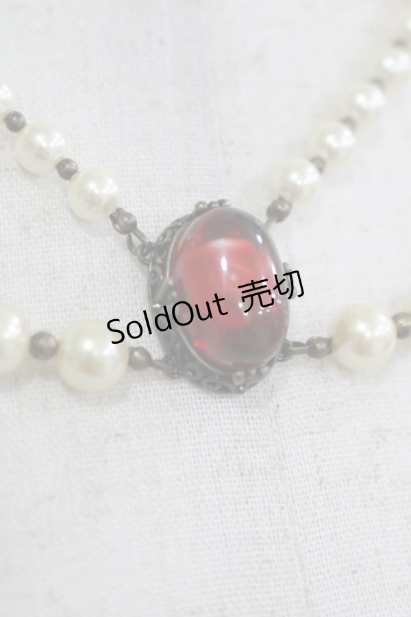 画像2: Moi-meme-Moitie / ローズカボションパールチョーカー  ルビーローズ H-25-11-09-1074-MO-AC-KB-ZH (2)