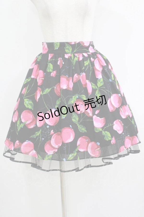 画像1: MILK / タランチェリースカート  ブラック×ローズチェリー H-25-11-09-1010-ML-SK-KB-ZH (1)