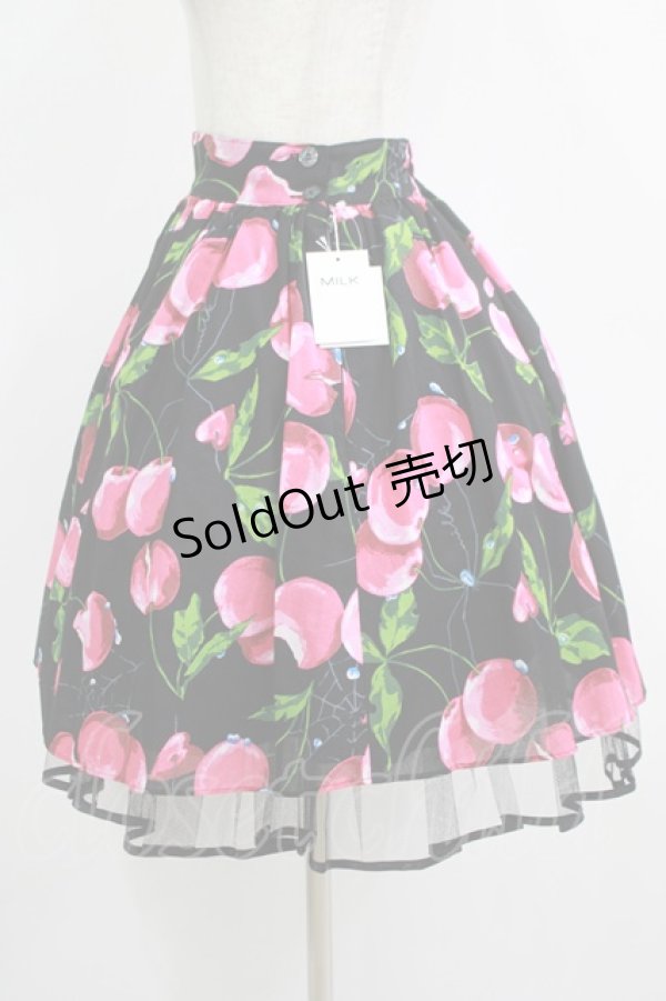画像2: MILK / タランチェリースカート  ブラック×ローズチェリー H-25-11-09-1010-ML-SK-KB-ZH (2)