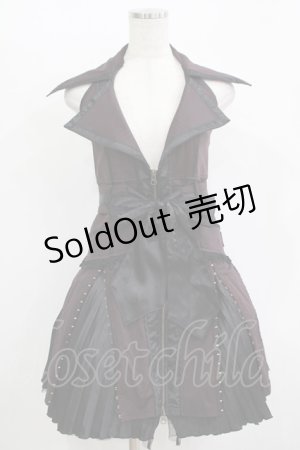 画像: Ozz oneste / プリーツ切替ホルターワンピース  ボルドー H-25-11-09-1015-OO-OP-KB-ZH