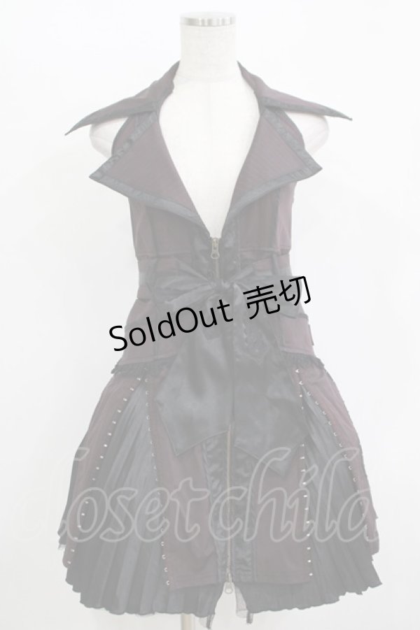 画像1: Ozz oneste / プリーツ切替ホルターワンピース  ボルドー H-25-11-09-1015-OO-OP-KB-ZH (1)