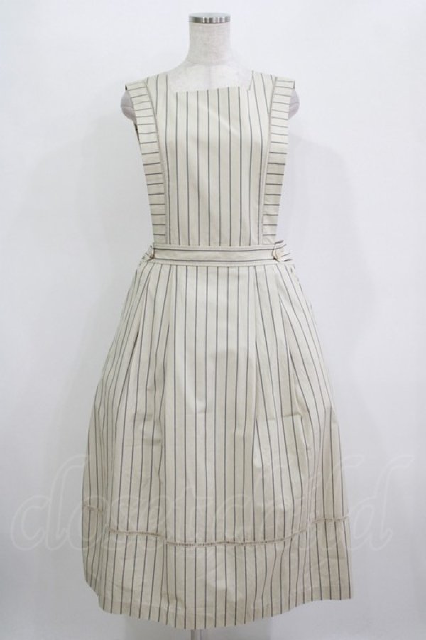 画像1: Jane Marple / バッククロスドミトリースカート  light beige-stripe H-25-11-09-1002-JM-OP-KB-ZH (1)