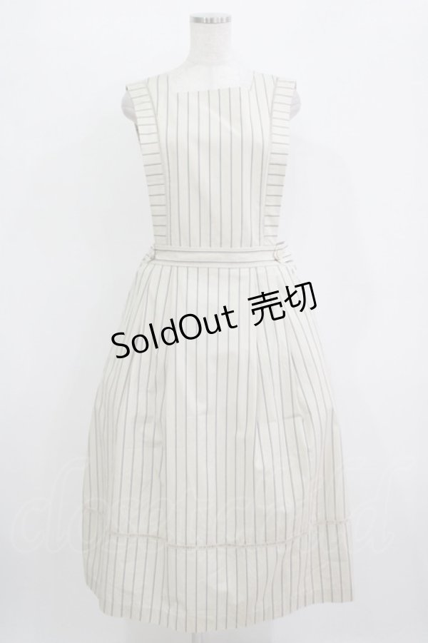 画像1: Jane Marple / バッククロスドミトリースカート  light beige-stripe H-25-11-09-1002-JM-OP-KB-ZH (1)