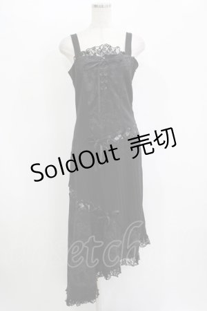 画像: h.naoto Blood / プリント切替縫合ロングワンピース  ブラック H-25-11-09-1017-HN-OP-KB-ZH