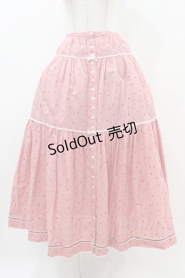 画像1: PINK HOUSE / ギンガムチェックロングスカート Free レッド H-25-11-10-036-LO-SK-NS-ZH (1)