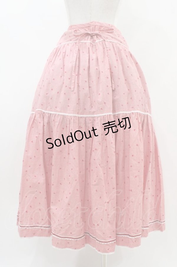 画像2: PINK HOUSE / ギンガムチェックロングスカート Free レッド H-25-11-10-036-LO-SK-NS-ZH (2)