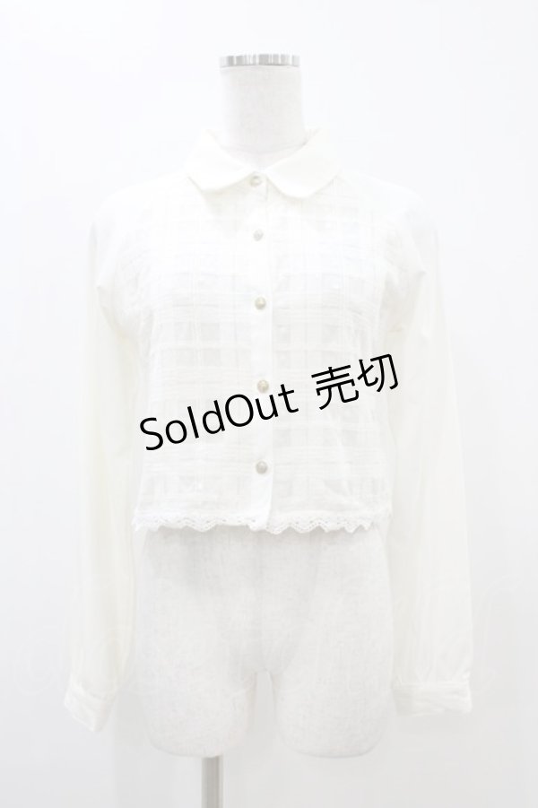 画像1: LIZ LISA / チェック切替ブラウス Free オフ/ネイビー H-25-11-10-042-LO-BL-NS-ZH (1)