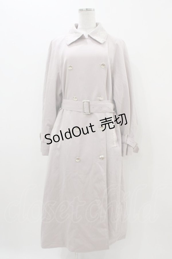 画像1: axes femme POETIQUE / ヨーク刺繍トレンチコート M ピンク H-25-11-10-045-AX-CO-NS-ZH (1)