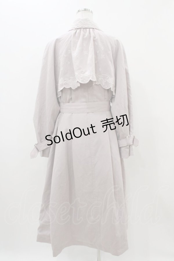 画像2: axes femme POETIQUE / ヨーク刺繍トレンチコート M ピンク H-25-11-10-045-AX-CO-NS-ZH (2)
