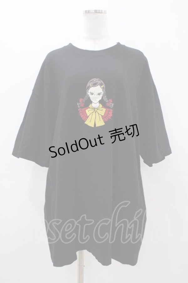 画像1: HEIHEI / 刺繍Tシャツ ガールC Free ブラック H-25-11-10-046-PU-TS-NS-ZH (1)