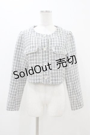 画像: Ank Rouge / ファンシーツイードノーカラージャケット M ブラック H-25-11-10-050-CA-JA-NS-ZH