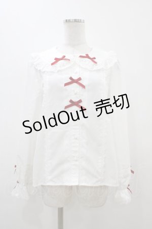 画像: axes femme kawaii / トーションレース丸襟ブラウス M オフ/レッド H-25-11-10-053-AX-BL-NS-ZH