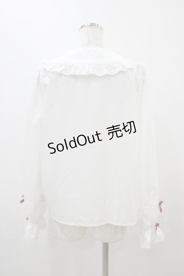 画像2: axes femme kawaii / トーションレース丸襟ブラウス M オフ/レッド H-25-11-10-053-AX-BL-NS-ZH (2)