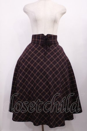 画像: F&A / フロントレースアップチェックフレアースカート Free Brown H-25-11-10-1013-LO-SK-NS-ZH