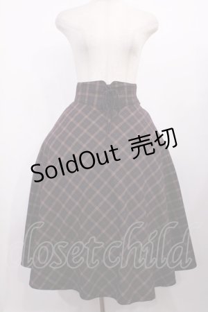 画像: F&A / フロントレースアップチェックフレアースカート Free Brown H-25-11-10-1013-LO-SK-NS-ZH
