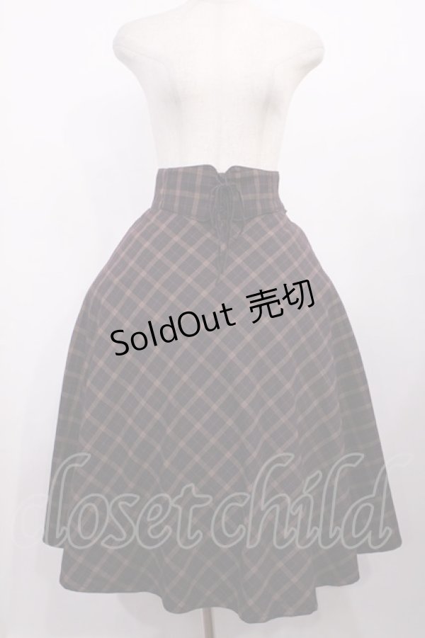 画像1: F&A / フロントレースアップチェックフレアースカート Free Brown H-25-11-10-1013-LO-SK-NS-ZH (1)