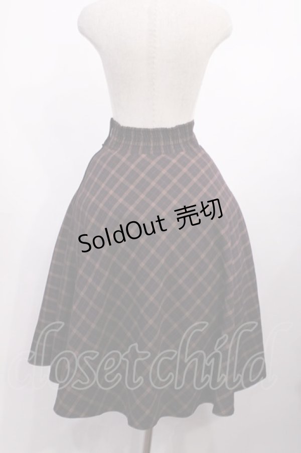 画像2: F&A / フロントレースアップチェックフレアースカート Free Brown H-25-11-10-1013-LO-SK-NS-ZH (2)