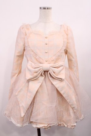 画像: Bon21Hiz / リボンハートチェックワンピース S ピンク H-25-11-10-1015-LO-OP-NS-ZH