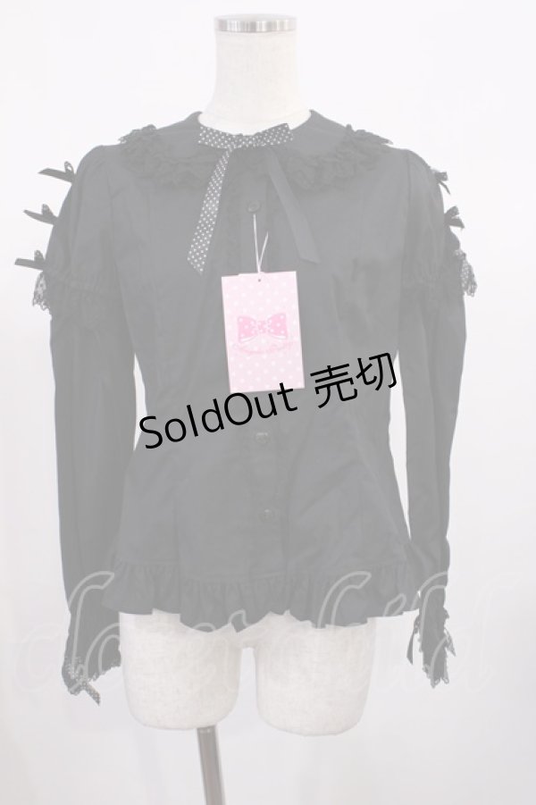 画像1: Angelic Pretty / Dot Ribbon 付け袖ブラウス Free ブラック H-25-11-10-1022-AP-BL-NS-ZH (1)