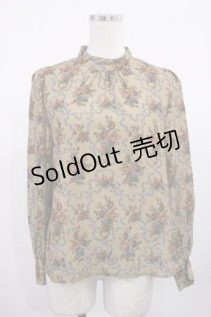 画像: Fi.n.t / 壁紙花柄スタンドカラーブラウス Free beige H-25-11-10-1025-CA-BL-NS-ZH