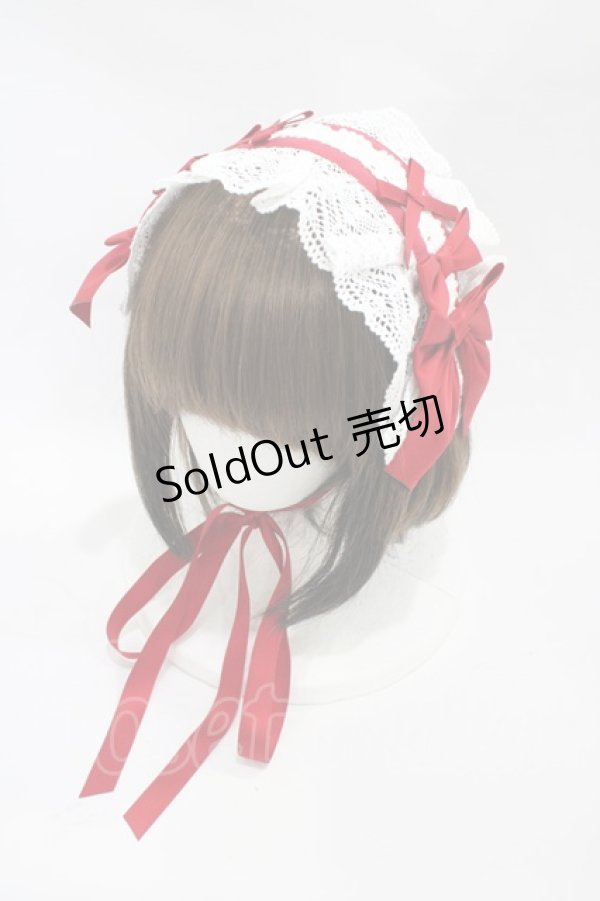 画像1: axes femme kawaii / トーションレースヘッドドレス  オフ/レッド H-25-11-10-002-AX-AC-NS-ZH (1)