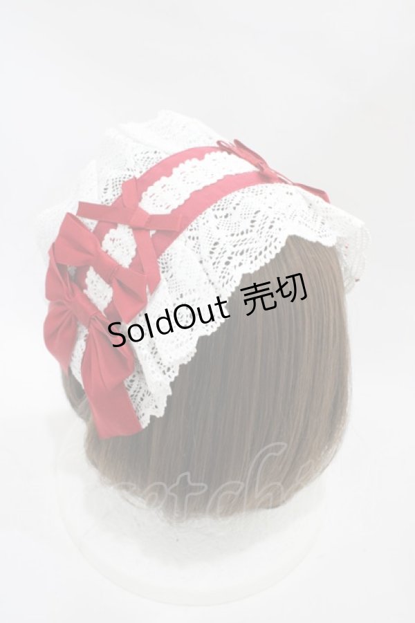 画像2: axes femme kawaii / トーションレースヘッドドレス  オフ/レッド H-25-11-10-002-AX-AC-NS-ZH (2)