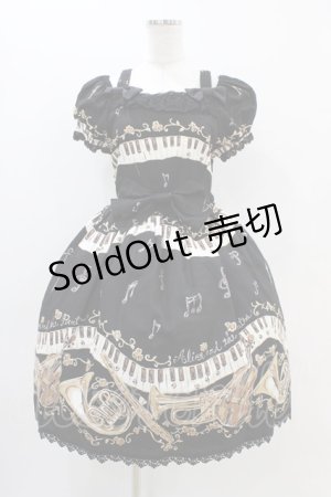 画像: ALICE and the PIRATES / 黒猫のダンス柄ジャンパースカートI Free ブラック H-25-11-10-013-PA-OP-NS-ZH