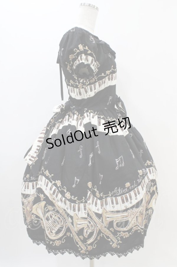 画像3: ALICE and the PIRATES / 黒猫のダンス柄ジャンパースカートI Free ブラック H-25-11-10-013-PA-OP-NS-ZH (3)