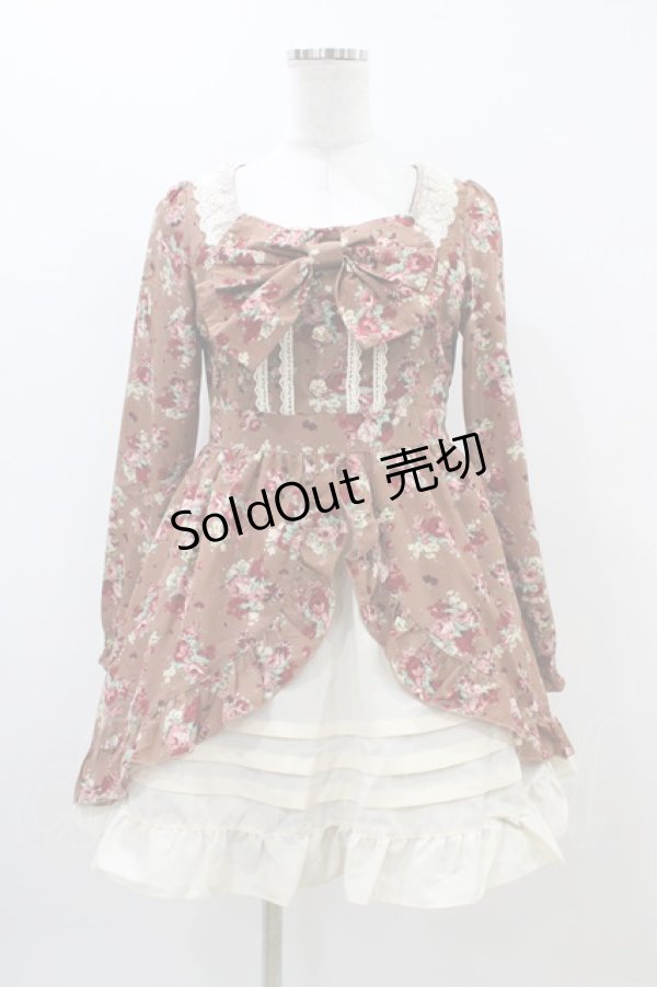 画像1: DearMyLove / 花柄ワンピース M ブラウン H-25-11-10-027-EL-OP-NS-ZH (1)