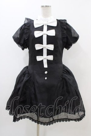 画像: To Alice / オーガンジーリボンピース M ブラック/オフリボン H-25-11-10-029-LO-OP-NS-ZH