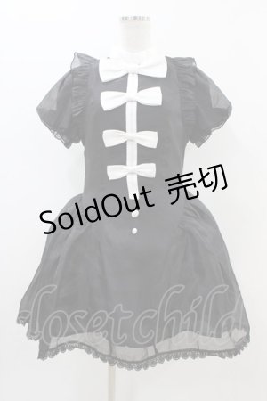 画像: To Alice / オーガンジーリボンピース M ブラック/オフリボン H-25-11-10-029-LO-OP-NS-ZH