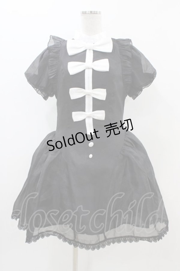 画像1: To Alice / オーガンジーリボンピース M ブラック/オフリボン H-25-11-10-029-LO-OP-NS-ZH (1)