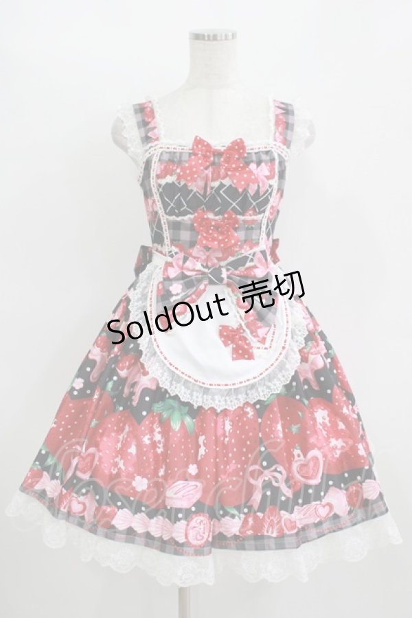 画像1: Dream Lolita（海外ロリータブランド） / Strawberry Cream ジャンパースカート S ブラック H-25-11-11-001-PU-OP-NS-ZH (1)
