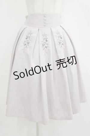 画像: axes femme / リボンローズ刺繍タックスカート M ラベンダー H-25-11-11-027-AX-SK-NS-ZH