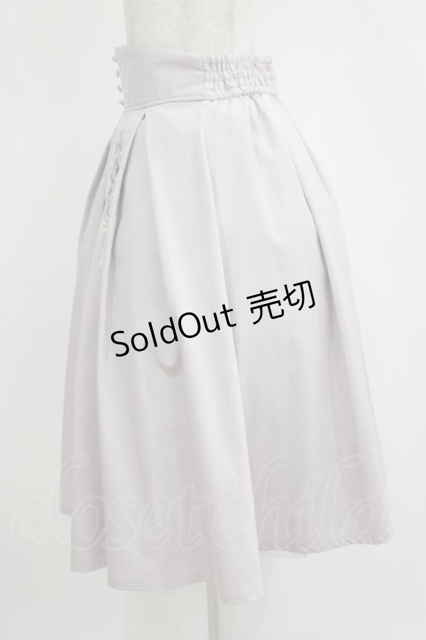 画像2: axes femme / リボンローズ刺繍タックスカート M ラベンダー H-25-11-11-027-AX-SK-NS-ZH (2)