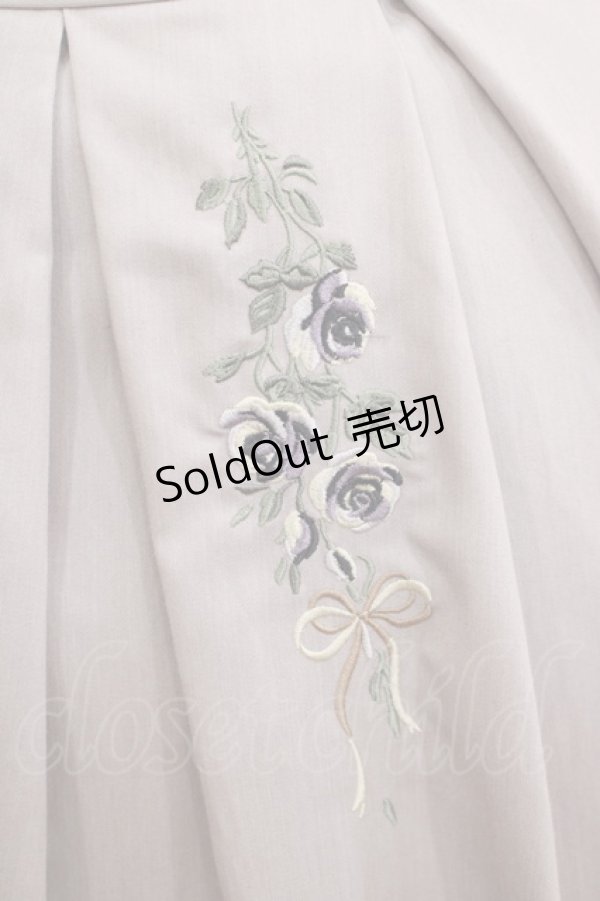 画像4: axes femme / リボンローズ刺繍タックスカート M ラベンダー H-25-11-11-027-AX-SK-NS-ZH (4)