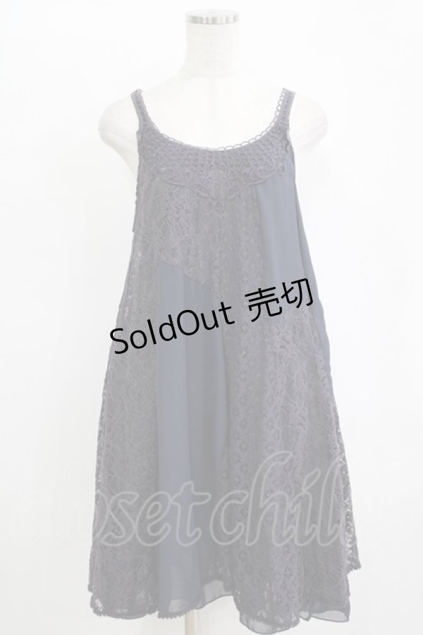 画像1: axes femme / レース×シフォンワンピース M ネイビー H-25-11-11-032-AX-OP-NS-ZH (1)