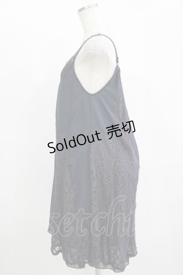 画像2: axes femme / レース×シフォンワンピース M ネイビー H-25-11-11-032-AX-OP-NS-ZH (2)