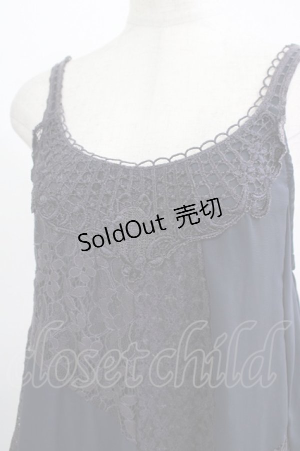 画像4: axes femme / レース×シフォンワンピース M ネイビー H-25-11-11-032-AX-OP-NS-ZH (4)